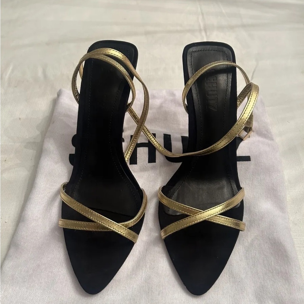 Schutz Claudia Gold Leather Sandal